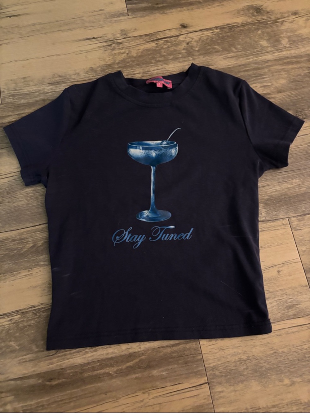 Edikted Navy Kids Tee with Blue Cocktail Graphic